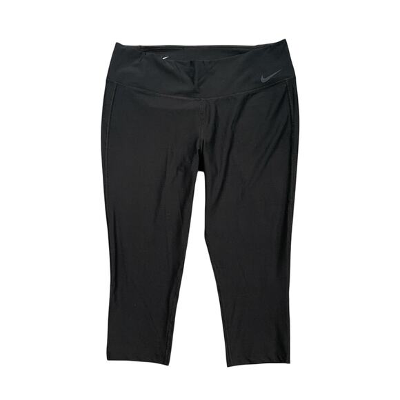 Nike Leggings Womens XL Extra Large Black Dri Fit Power Capri Training Workout - Picture 1 of 11